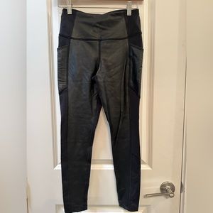 Athleta Faux Leather Front Leggings XS Petite